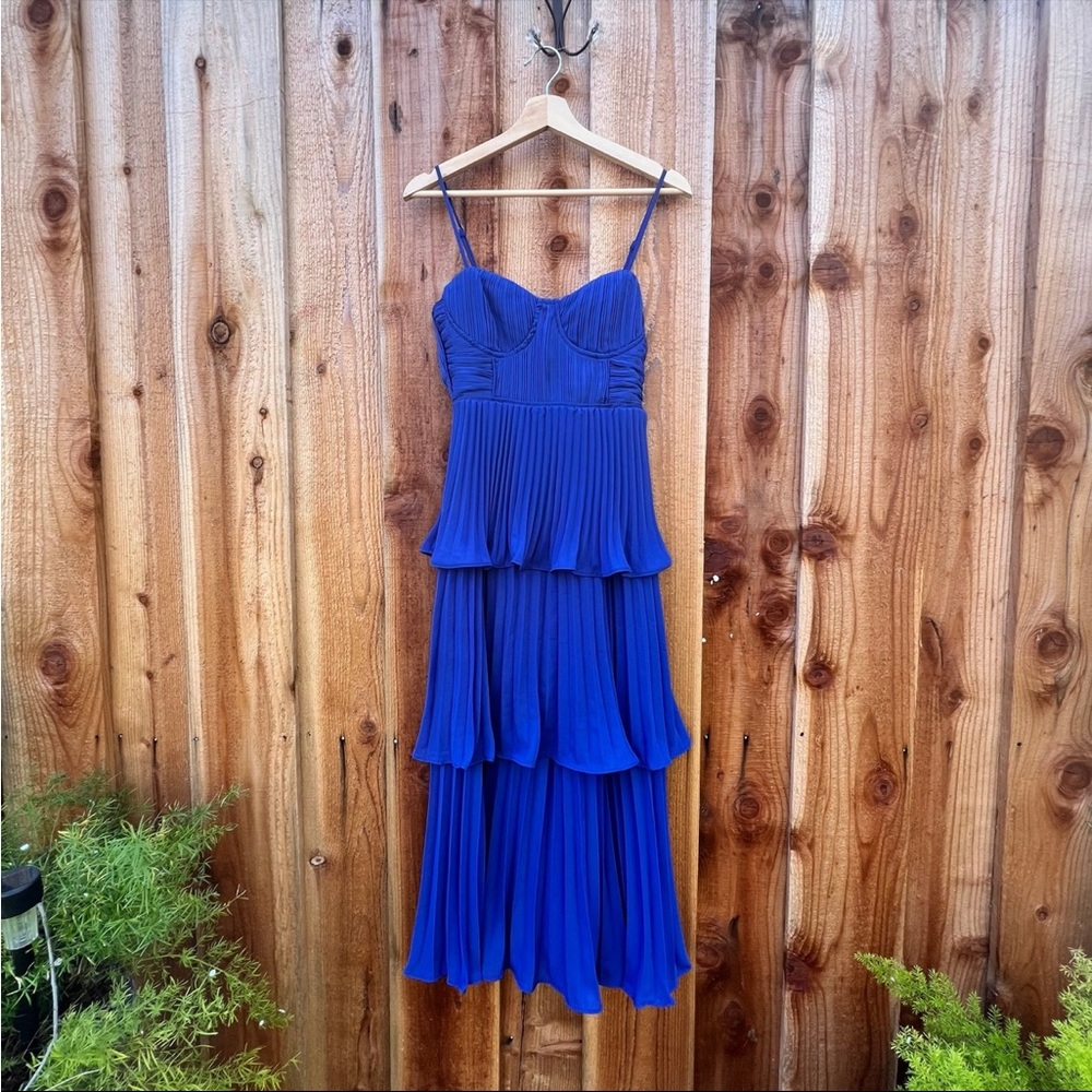 Lulu's Royal Blue Tiered Midi Dress - Picture 6 of 9